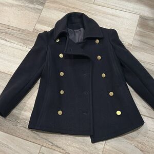 Vintage Cuddle Coat Black Double-Breasted Women's Pea Coat Union Made